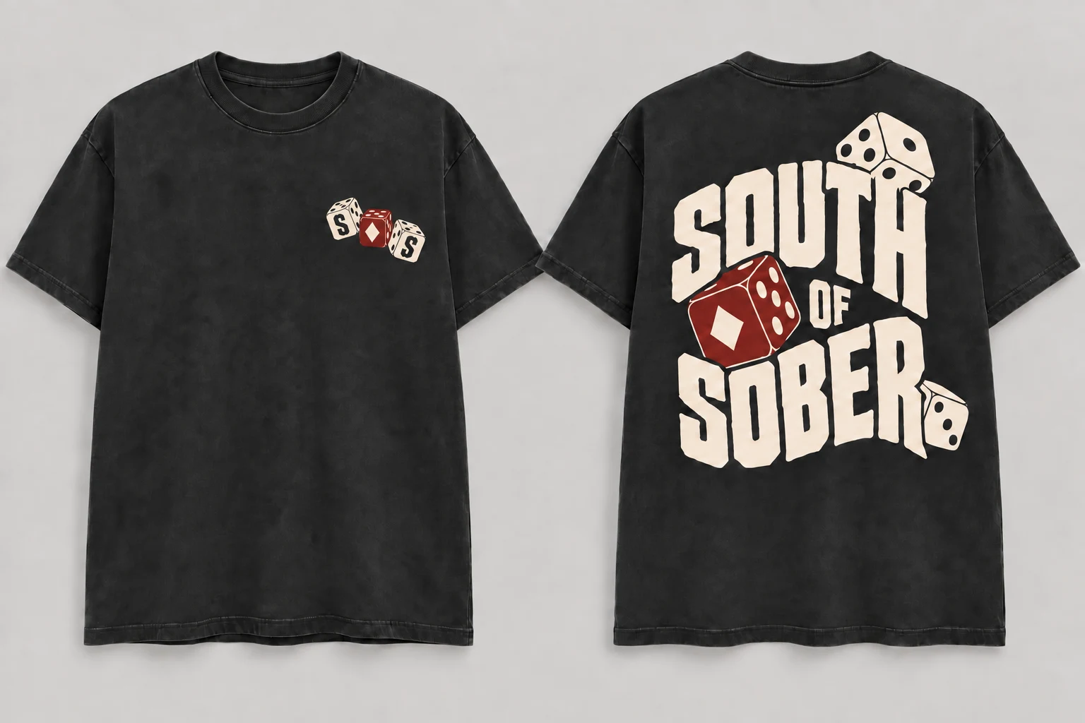 The Dice Tee, front and back design mockup